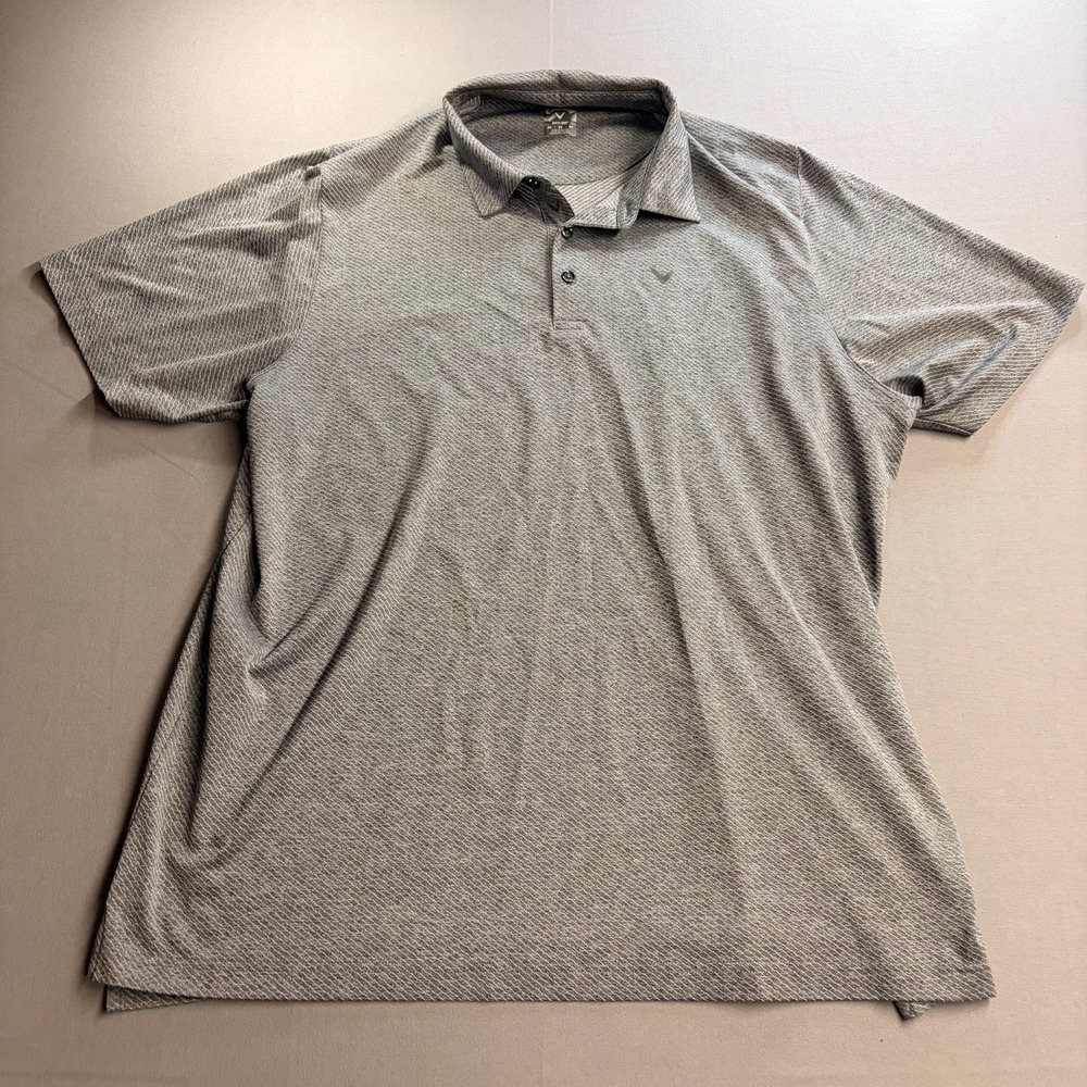 Callaway Opti-Dri Golf Polo Men’s 2XL Gray White Stripe Stretch Performance